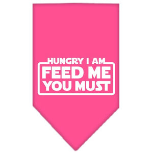 Pet and Dog Bandana Screen Printed, "Hungry I Am, Feed Me You Must"