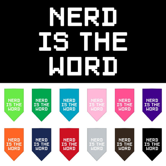 Pet and Dog Bandana Screen Printed, &quot;Nerd Is The Word&quot;