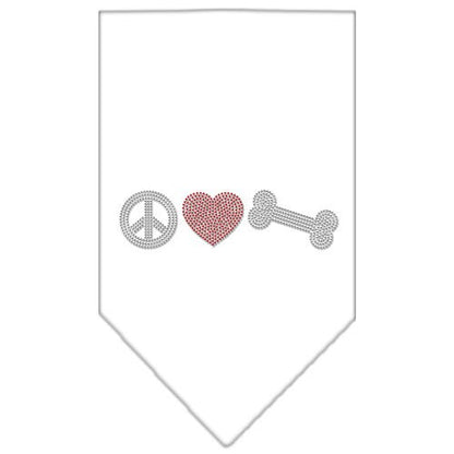 Pet and Dog Bandana Rhinestone, "Peace Love Bone"