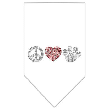 Pet and Dog Bandana Rhinestone, "Peace Love Paw"