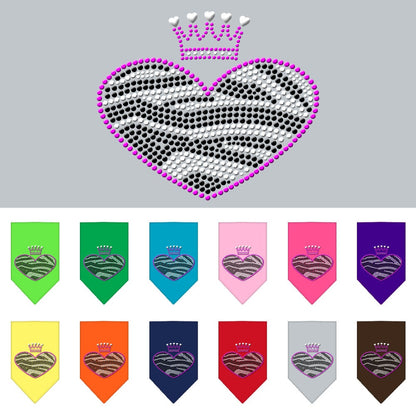 Pet and Dog Bandana Rhinestone, "Zebra Heart"