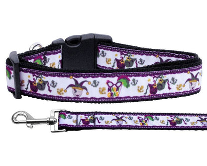 Pet Dog & Cat Nylon Collar or Leash, "Mardi Gras"