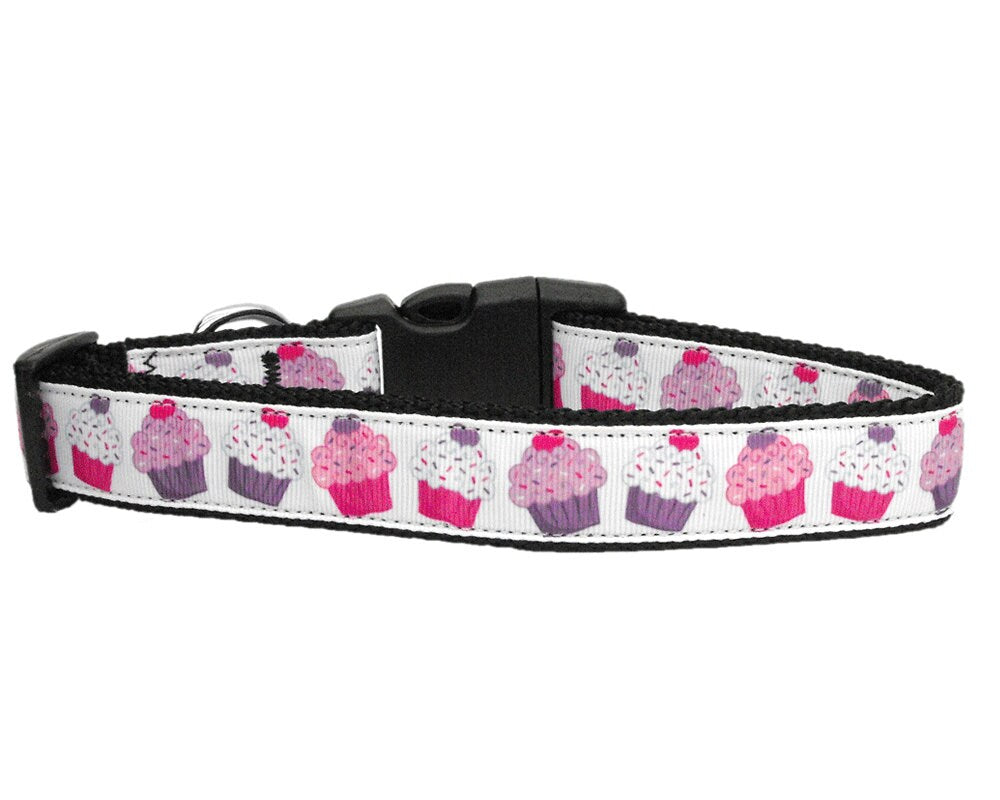 Pet Dog & Cat Nylon Collar or Leash, "Pink Purple Cupcakes"