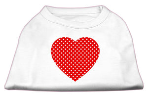 Pet Dog & Cat Shirt Screen Printed, "Swiss Dots Red Heart"