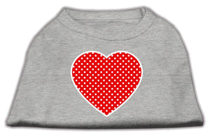 Pet Dog & Cat Shirt Screen Printed, "Swiss Dots Red Heart"