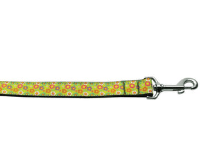 Pet Dog & Cat Nylon Collar or Leash, "Lime Green Spring Flowers"