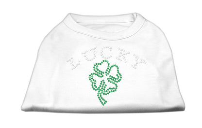 Pet Dog & Cat Shirt Rhinestone, "Four Leaf Clover Outline"