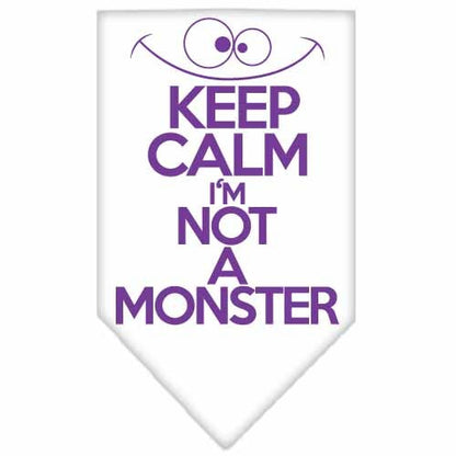 Pet and Dog Bandana Screen Printed, "Keep Calm, I'm Not A Monster"