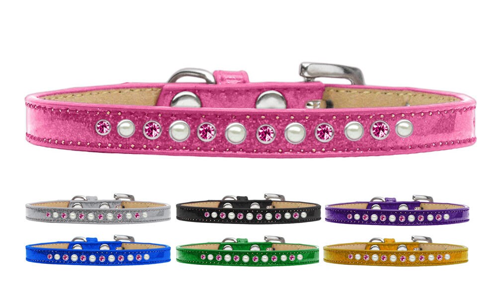 Dog, Puppy and Pet Ice Cream Collar, "Pearl & Pink Crystal Rimsets"