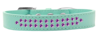 Dog, Puppy & Pet Fashion  Collar, "Two Row Purple Crystal Rimsets"