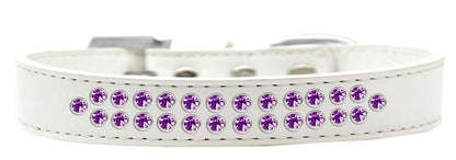 Dog, Puppy & Pet Fashion  Collar, "Two Row Purple Crystal Rimsets"