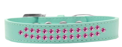 Dog, Puppy & Pet Fashion  Collar, "Two Row Bright Pink Crystal Rimsets"