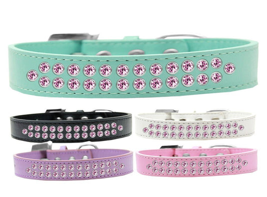 Dog, Puppy & Pet Fashion  Collar, "Two Row Light Pink Crystal Rimsets"