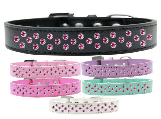 Dog, Puppy & Pet Fashion Collar, &quot;Bright Pink Crystal Rimsets Sprinkles&quot;