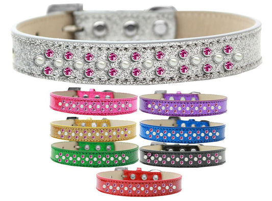 Dog, Puppy & Pet Ice Cream Collar, &quot;Pearl and Bright Pink Crystal Rimsets Sprinkles&quot;