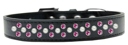 Dog, Puppy & Pet Fashion  Collar, "Pearl and Bright Pink Crystal Rimsets Sprinkles"