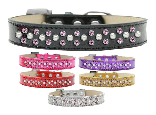 Dog, Puppy & Pet Ice Cream Collar, &quot;Pearl and Light Pink Crystal Rimsets Sprinkles&quot;