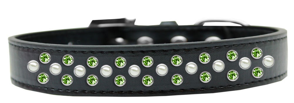 Dog, Puppy & Pet Fashion Collar, "Pearl and Lime Green Crystal Rimsets Sprinkles"