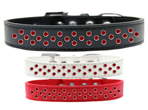 Dog, Puppy & Pet Fashion  Collar, "Red Crystal Rimsets Sprinkles"