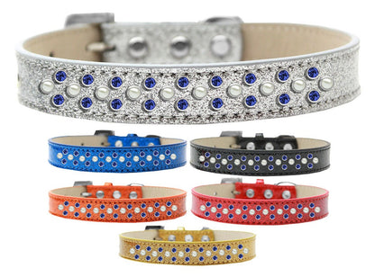 Dog, Puppy & Pet Ice Cream Collar, &quot;Pearl and Blue Crystal Rimsets Sprinkles&quot;