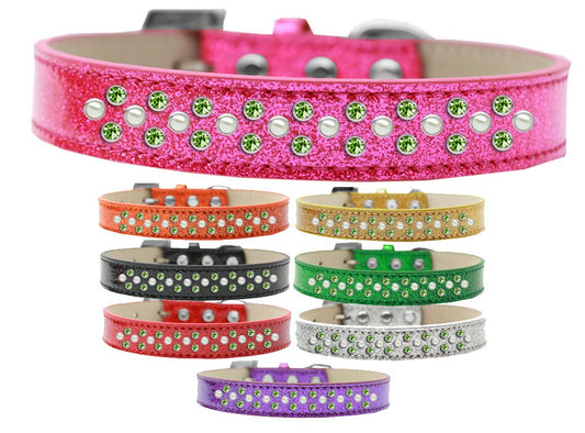 Dog, Puppy & Pet Ice Cream Collar, &quot;Pearl and Lime Green Crystal Rimsets Sprinkles&quot;