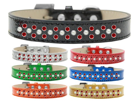 Dog, Puppy & Pet Ice Cream Collar, &quot;Pearl and Red Crystal Rimsets Sprinkles&quot;