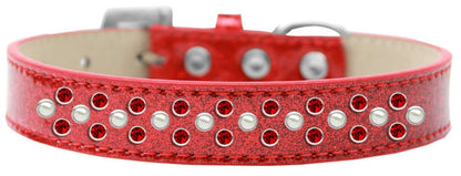 Dog, Puppy & Pet Ice Cream Collar, "Pearl and Red Crystal Rimsets Sprinkles"