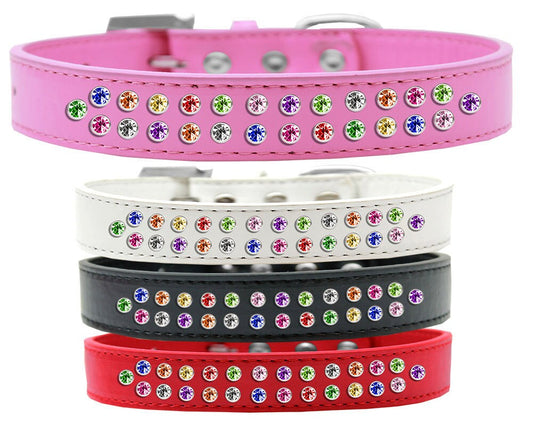 Dog, Puppy & Pet Fashion Collar, "Two Row Confetti Crystal Rimsets"