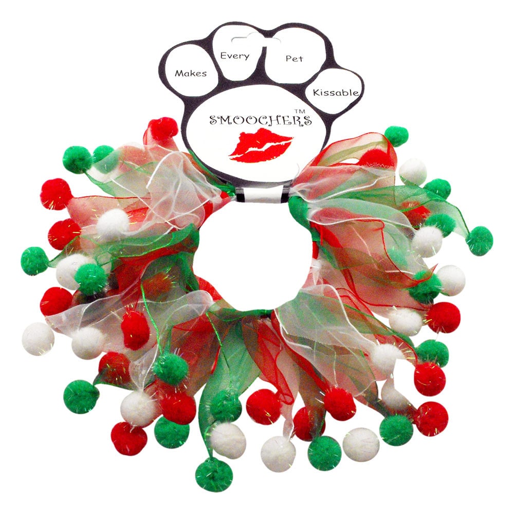 Christmas Pet, Dog and Cat Smoocher Pet Necklace, "Candy Cane Fuzzy, Christmas Bells, Christmas Fuzzy Wuzzy, Christmas Bones or Stars"