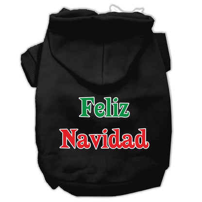 Christmas Pet Dog & Cat Hoodie Screen Printed, "Feliz Navidad"