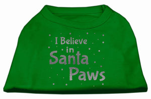 Christmas Screenprinted Dog Shirt, "I Believe In Santa Paws"