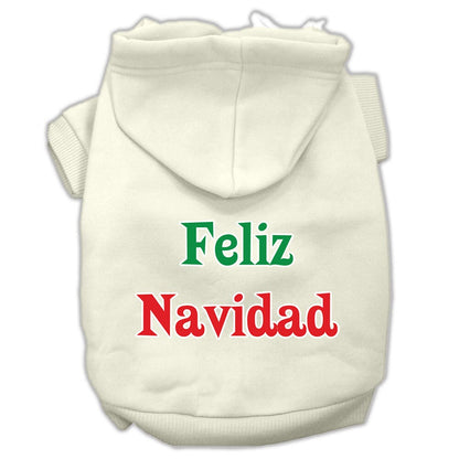 Christmas Pet Dog & Cat Hoodie Screen Printed, "Feliz Navidad"