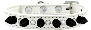 Pet and Dog Spike Collar, "Clear Crystals & Black Spikes”