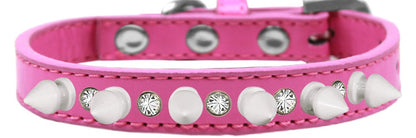 Pet and Dog Spike Collar, "Clear Crystals & White Spikes”