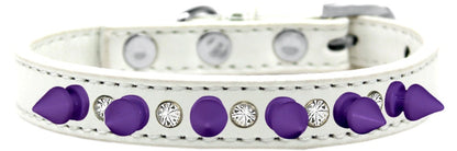 Pet and Dog Spike Collar, "Clear Crystals & Purple Spikes”