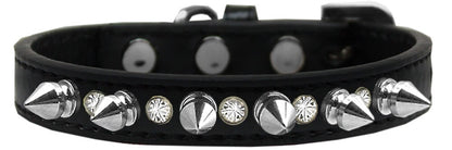 Pet and Dog Spike Collar, "Clear Crystals & Silver Spikes”