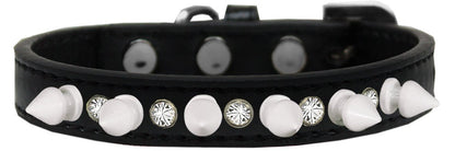 Pet and Dog Spike Collar, "Clear Crystals & White Spikes”