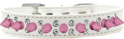 Pet and Dog Spike Collar, "Double Crystal & Light Pink Spikes"