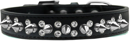 Pet and Dog Spike Collar, "Double Crystal & Silver Spikes"