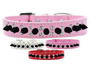 Pet and Dog Spike Collar, "Double Crystal & Black Spikes"