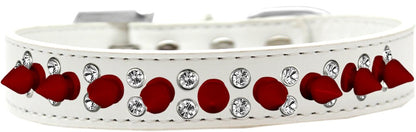 Pet and Dog Spike Collar, "Double Crystal & Red Spikes"