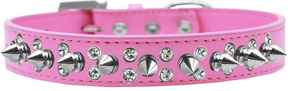 Pet and Dog Spike Collar, "Double Crystal & Silver Spikes"