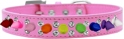 Pet and Dog Spike Collar, "Double Crystal & Rainbow Spikes"